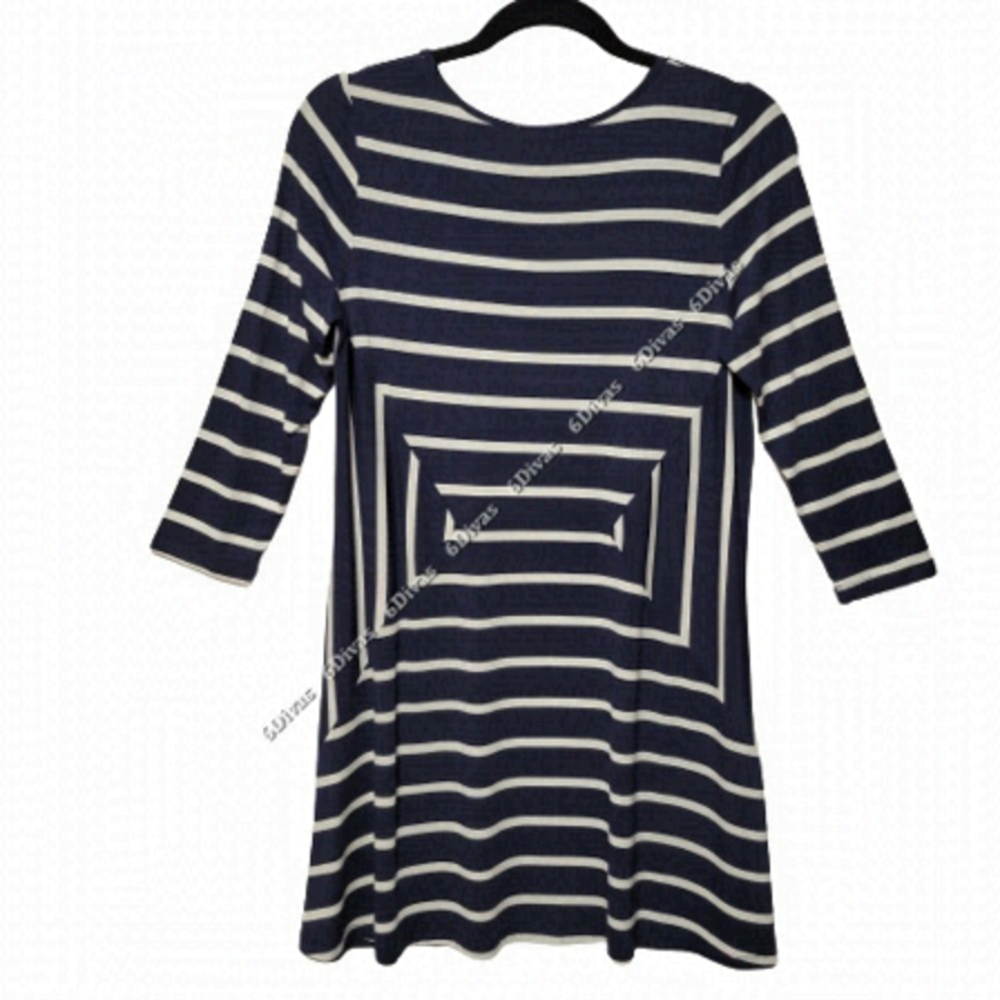 Violet Ruby Blue Striped Long Sleeve Tunic Top - Size S